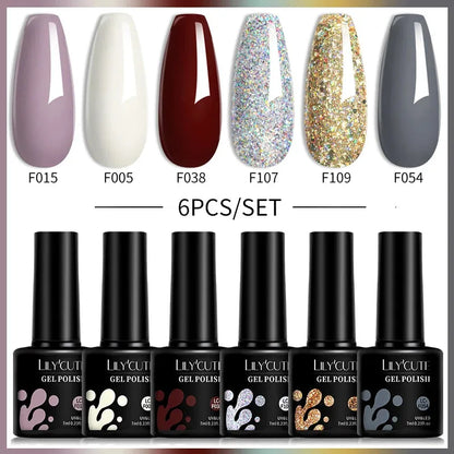 6Pcs/Set Macaron Color Gel Nail Polish Set Kit Spring 6 Colors UV LED Nail Art Gel Vernis Semi Permanent Base Top Coat - Shop & Buy