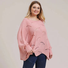 Load image into Gallery viewer, Winter Batwing Sleeve Plus Size Sweater Women Hollowed Large Pullover Lady Loose Oversize Jumper Big Jerseys Curvy Knitwear
