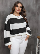 Load image into Gallery viewer, Winter Stripe Plus Size Sweater Women Casual Large Pullover Ladies O-Neck Loose Oversize Jumper Big Jerseys Curvy Knitwear
