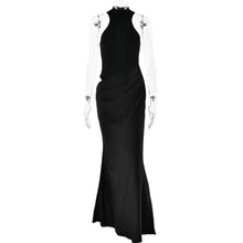 Load image into Gallery viewer, Sexy Coffee High Neck Long Dress Ladies Summer Black Cut Out Club Bodycon Dress
