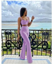 Load image into Gallery viewer, Summer New Fashion Celebrity Sexy Bandage Two-piece Set Tight Short Top &amp; High Waist Flared Trousers Pants Set
