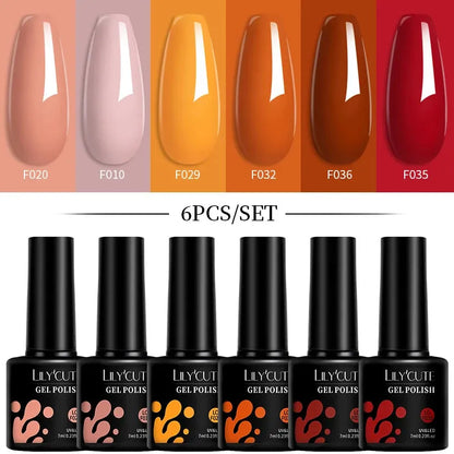 6Pcs/Set Macaron Color Gel Nail Polish Set Kit Spring 6 Colors UV LED Nail Art Gel Vernis Semi Permanent Base Top Coat - Shop & Buy