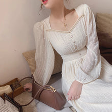 Load image into Gallery viewer, Summer New Women Fashion Elegant White Midi Dresses Vintage Princess Female Party A Line Clothes
