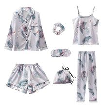 Load image into Gallery viewer, Pyjamas Women&#39;s 7 Pieces Pjs Pink Pajamas Sets Sleepwear Satin Silk Strap Lingerie Homewear
