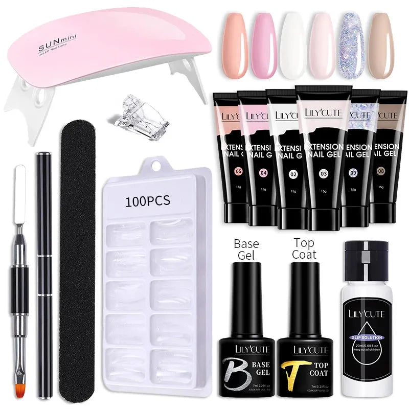 15ml Nail Extension Gel Set With 36W LED Lamp Tool Full Manicure Kit Finger Quick Extend Construction Hard Gel Varnish - Shop & Buy