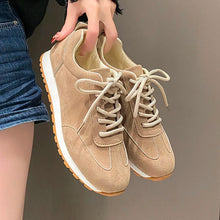 Load image into Gallery viewer, New Classic Suede Retro Round Headed Lace up Flat Bottom Casual Large Size Single Shoes for Women
