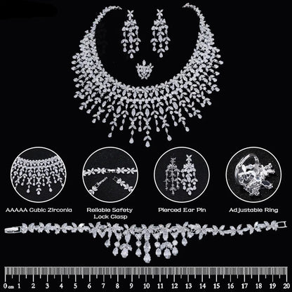 Luxury 5A Cubic Zirconia Dubai Wedding Jewelry Set for Women Party Prom Anniversary 2/4PCS CZ Bridal Accessories