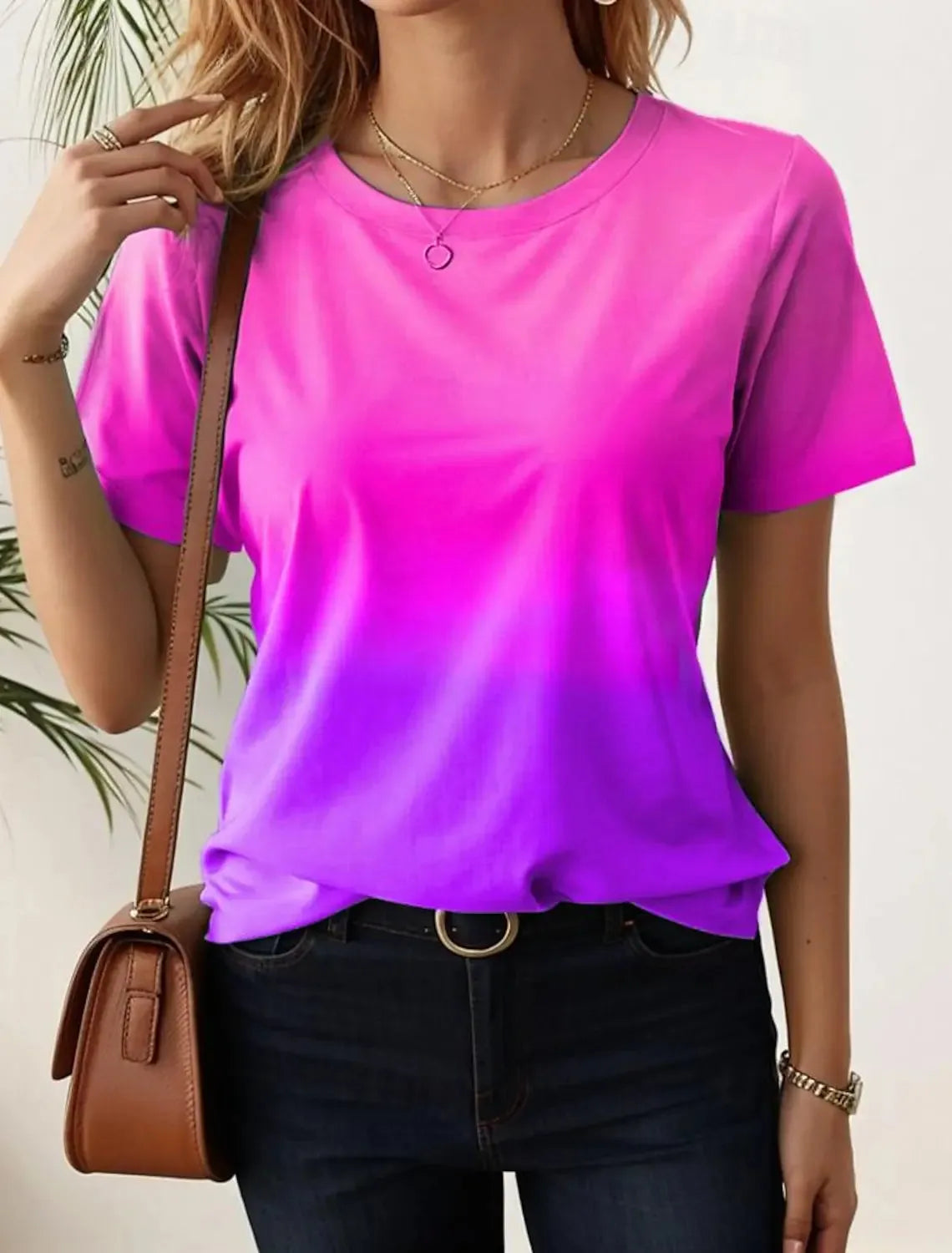 Women's T-Shirts For Women 3d Gradient Print  Tees Casual Street Femalewear - Shop & Buy