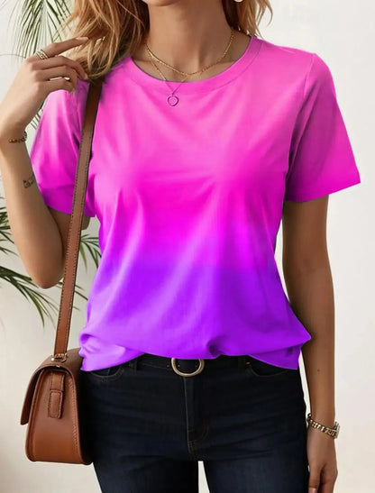 Women's T-Shirts For Women 3d Gradient Print  Tees Casual Street Femalewear - Shop & Buy