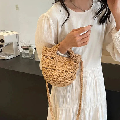 Women's Designer Bag Crochet Cross Shoulder Bag Soft Cotton Fabric Woven Aesthetic Fashion Casual Small Handbags - Shop & Buy