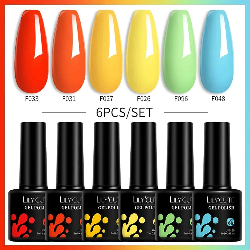 6Pcs/Set Macaron Color Gel Nail Polish Set Kit Spring 6 Colors UV LED Nail Art Gel Vernis Semi Permanent Base Top Coat - Shop & Buy