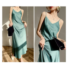 Load image into Gallery viewer, Vintage Satin Women&#39;s Dress Summer Sexy Spaghetti Strap Long Party Maxi Dresses
