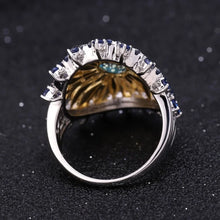 Load image into Gallery viewer, 1.00Ct Natural Swiss Blue Topaz Sunflower Rings 925 Sterling Silver Handmade Ring for Women Fine Jewelry
