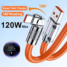 Load image into Gallery viewer, 120w 6A Fast Charge Usb Type C Data Cable 180 Degree Rotating Gaming Elbow Cable For Xiaomi Mobile Phone Charger Usb Data Cable
