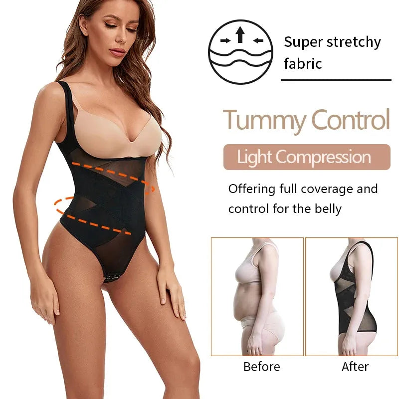 Womens Shapewear Bodysuit Thong Tummy Control Butt Lifter Body Shaper Seamless Waist Trainer Corset X-shaped Stomach Girdles - Shop & Buy