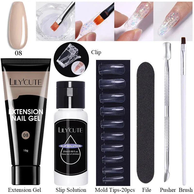 Extension Gel Nail Polish Kit Quick Extension Manicure Gel Set Finger Extend Mold Nail Brush Nail Art Tool Set Supplies - Shop & Buy