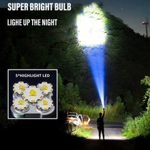 Load image into Gallery viewer, 5LED High Power Led Flashlights Rechargeable Camping Spotlight with Side Light 3 Lighting Modes for Camping Adventure Outdoor
