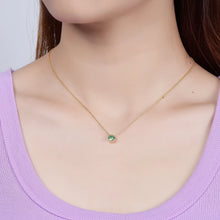 Load image into Gallery viewer, Dark Emerald CZ 925 Sterling Silver Boho Style Necklace-Iridescent Gemstone Bezel Minimalist Necklace Gift For Her
