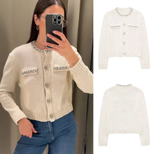 Load image into Gallery viewer, Summer New Style Fashionable Elegant Round Neck Long Sleeve Jewelry Embellished Sweater
