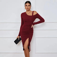 Load image into Gallery viewer, Sexy Solid Short Club Dress Ladies Autumn Winter Long Sleeve Bodycon Dress Women Evening Party Tight Dresses
