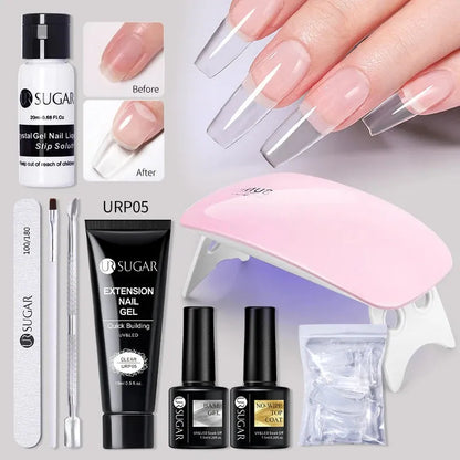 Acrylic UV Gel Extension Nail Gel Kit Nude Glitter Color Fast Building Gel Nail Polish All For Manicure Nail Art Design - Shop & Buy