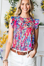 Load image into Gallery viewer, Abstract Print Ruffle Shoulder Top - Shop &amp; Buy
