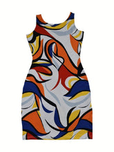Load image into Gallery viewer, Abstract Print Tank Dress, Sexy Sleeveless Bag Hip Random Printing Dress, Women&#39;s Clothing - Shop &amp; Buy

