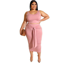 Load image into Gallery viewer, Adogirl Casual Snap Tank Dress Waist Bandage Basic Tube Chemise Plus Size 5xl Midi Dress Low Cut Cinch Big Size - Shop &amp; Buy