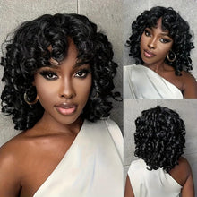 Load image into Gallery viewer, Afro Rose Curly Funmi Wigs With Bang Short Bouncy Curly Bob Wig Human Hair - Shop &amp; Buy
