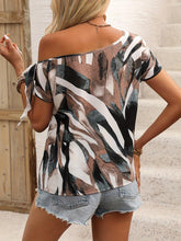 Load image into Gallery viewer, Allover Print One Shoulder Knot Blouse, Casual Short Sleeve Blouse For Spring &amp; Summer, Women&#39;s Clothing - Shop &amp; Buy
