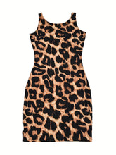 Load image into Gallery viewer, Alluring Leopard Print Bodycon Dress - Sleeveless, Knee-High, Non-Sheer with Mid-Elasticity - Shop &amp; Buy
