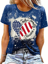 Load image into Gallery viewer, American Flag Heart Print T-shirt, Casual Crew Neck Short Sleeve Independence Day T-shirt, Women&#39;s Clothing - Shop &amp; Buy

