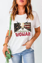 Load image into Gallery viewer, AMERICAN WOMAN Graphic Round Neck Tee - Shop &amp; Buy
