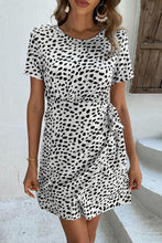Load image into Gallery viewer, Animal Print Belted Keyhole Round Neck Dress - Shop &amp; Buy
