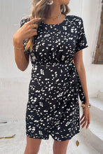 Load image into Gallery viewer, Animal Print Belted Keyhole Round Neck Dress - Shop &amp; Buy
