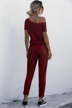 Load image into Gallery viewer, Asymmetrical Neck Tied Jumpsuit with Pockets - Shop &amp; Buy