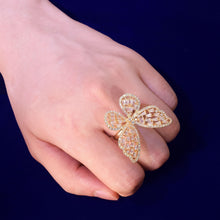 Load image into Gallery viewer, Baguette Zircon Women Butterfly Ring Gold Color Charm Rings Fashion Beautiful Jewelry adjustable - Shop &amp; Buy
