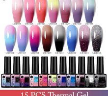 Load image into Gallery viewer, 7.5ml 10/15pcs Thermal Gel Nail Polish Set Temperature Color Changing Semi Permanent Soak Off UV LED Manicure Kit
