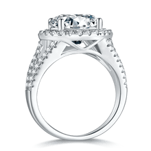 Load image into Gallery viewer, Big 5.0Ct Moissanite Ring 11mm Round Moissanite Halo Engagement Ring 925 Sterling Silver Excellent Luster Ring - Shop &amp; Buy
