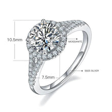 Load image into Gallery viewer, Big 5.0Ct Moissanite Ring 11mm Round Moissanite Halo Engagement Ring 925 Sterling Silver Excellent Luster Ring - Shop &amp; Buy
