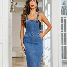 Load image into Gallery viewer, Blue Denim Chic Overall Dress with Adjustable Straps - Stylish Non-Stretch Fabric - Shop &amp; Buy
