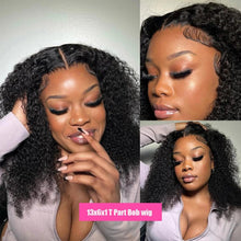 Load image into Gallery viewer, Bob Hair Wig Human Hair Deep Wave Frontal Wigs Brazilian Pre Plucked Water T-Prat Wig 13x4 Hd Transparent Curly Lace Front Wig - Shop &amp; Buy
