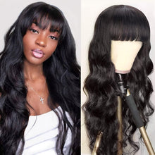 Load image into Gallery viewer, Body Wave Wigs with Bang Human Hair Wig for Black Women Natural Color Brazilian Virgin Hair None Lace Wigs Glueless Machine Made - Shop &amp; Buy
