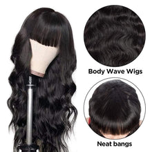Load image into Gallery viewer, Body Wave Wigs with Bang Human Hair Wig for Black Women Natural Color Brazilian Virgin Hair None Lace Wigs Glueless Machine Made - Shop &amp; Buy
