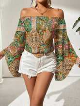 Load image into Gallery viewer, Bohemian Paisley Off-Shoulder Blouse - Romantic Flare Sleeves for Spring &amp; Summer - Shop &amp; Buy

