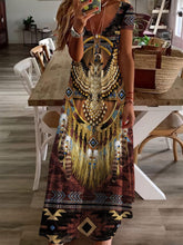 Load image into Gallery viewer, Bohemian Tribal Print V-neck Summer Dress - Lightweight &amp; Stylish - Perfect for Vacations &amp; Casual Wear - Shop &amp; Buy

