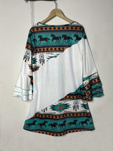 Load image into Gallery viewer, Boho Chic V-Neck Dress – Vintage-Inspired Print with Cascading Ruffle Sleeves - Shop &amp; Buy
