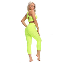 Load image into Gallery viewer, Booty Yoga Set Fitness Women Calf-Length Pants Sleeveless Workout Suit Sports Bra Crop Top - Shop &amp; Buy
