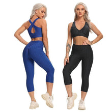 Load image into Gallery viewer, Booty Yoga Set Fitness Women Calf-Length Pants Sleeveless Workout Suit Sports Bra Crop Top - Shop &amp; Buy
