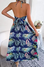 Load image into Gallery viewer, Botanical Print Tied Backless Cutout Slit Dress - Shop &amp; Buy